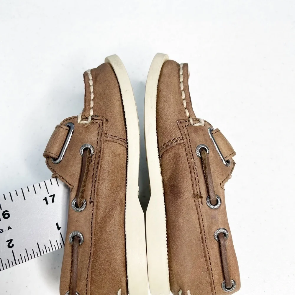 Sperry kids size 6M brown leather hook and loop top sider with removable insoles